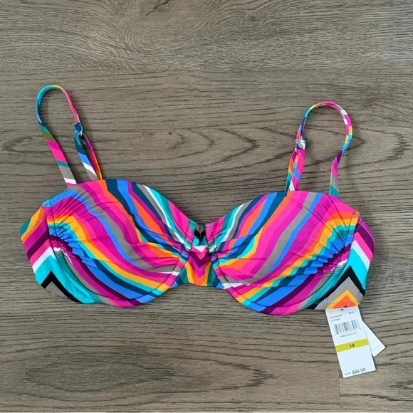 Trina Turk Louvre Striped Underwire Bikini Top - Size 14‎ - NWT - Picture 6 of 11